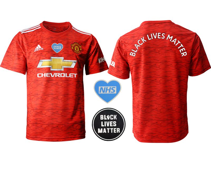 Men 2020-2021 club Manchester United home Black Lives Matter aaa version red Soccer Jerseys->manchester united jersey->Soccer Club Jersey